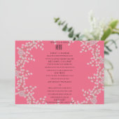 Menu de mariage chic fleurs roses et perles (Debout devant)