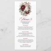 Menu de mariage chic Marsala floral verdure or (Devant)