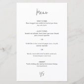Menu de mariage chic noir et blanc moderne (Devant)