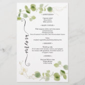 Menu de mariage chic or rustique eucalyptus verdur (Devant)