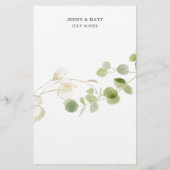 Menu de mariage chic or rustique eucalyptus verdur (Dos)