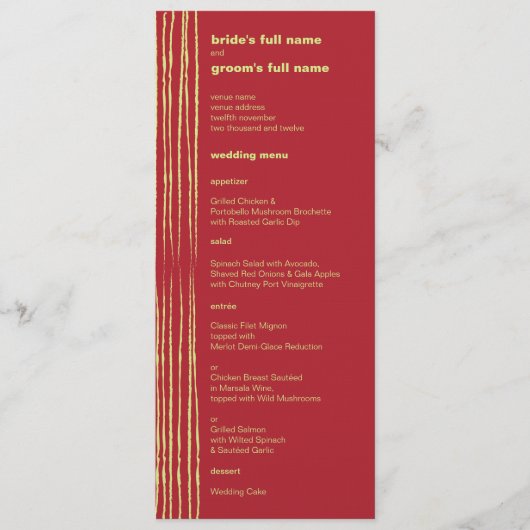 Menu de mariage Chili Lemon (Devant)