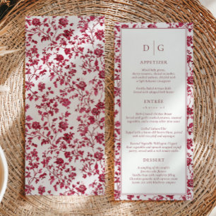 Menu de mariage chinoiserie Bourgogne
