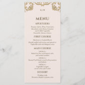 Menu de mariage chrétien baroque en monogramme ros (Devant)