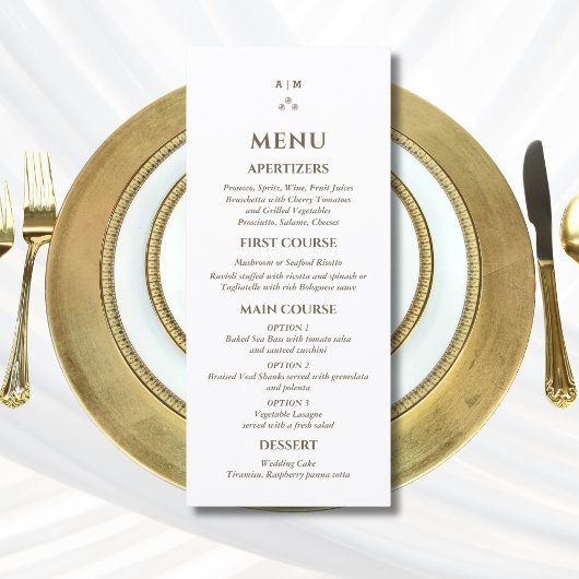 Menu de mariage chrétien élégant avec monogramme p