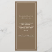 Menu de mariage chrétien marron crème Monogramme (Dos)