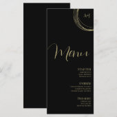 Menu de mariage circulaire en or noir avec écritur (Devant / Derrière)