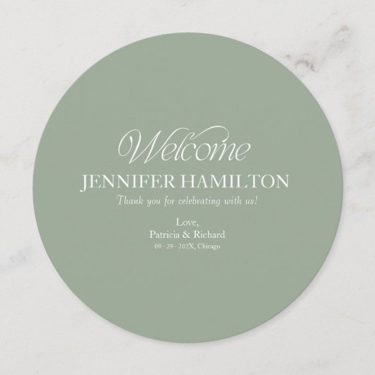 Menu de mariage circulaire et carte de placement a (Devant)