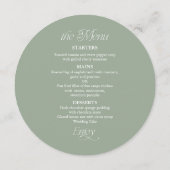 Menu de mariage circulaire et carte de placement a (Dos)