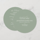Menu de mariage circulaire et carte de placement a (Devant / Derrière)