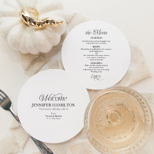 Menu de mariage circulaire et carte de placement a