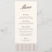 Menu de mariage classique à rayure fine bordeaux f (Devant)