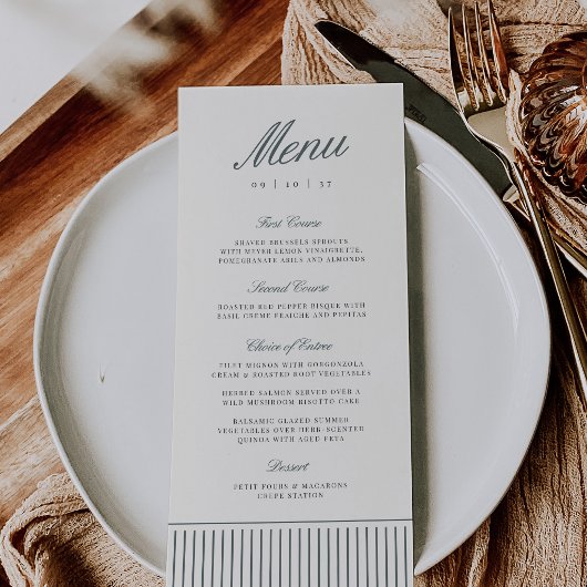 Menu de mariage classique à rayure fine de l'Épicé