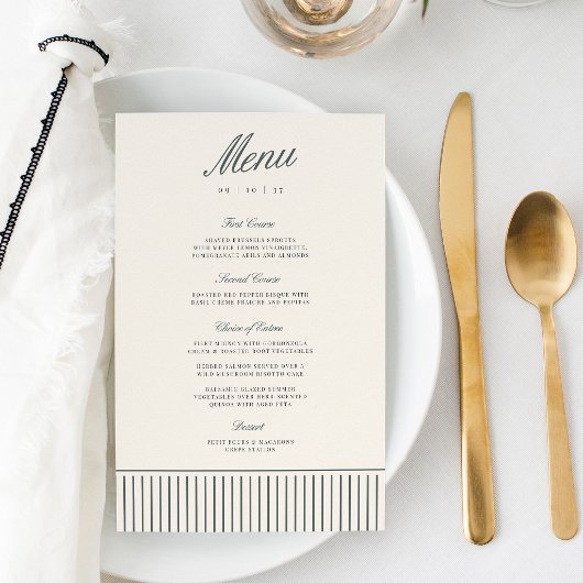 Menu de mariage classique à rayure fine de l'Épine