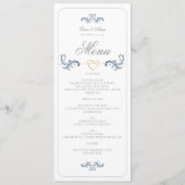 Menu de mariage classique bleu poussiéreux (Devant)