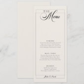 Menu de mariage classique calligraphié sur ivoire (Devant / Derrière)