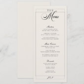 Menu de mariage classique calligraphié sur ivoire  (Devant / Derrière)