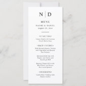 Menu de mariage classique élégant noir et blanc (Devant)