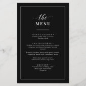 Menu de mariage classique élégant noir et blanc (Devant)