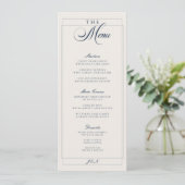 Menu de mariage classique ivoire bleu marine calli (Debout devant)