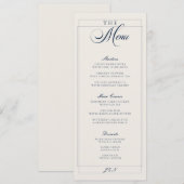 Menu de mariage classique ivoire bleu marine calli (Devant / Derrière)