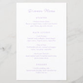 Menu de mariage classique Lilac intemporel (Devant)