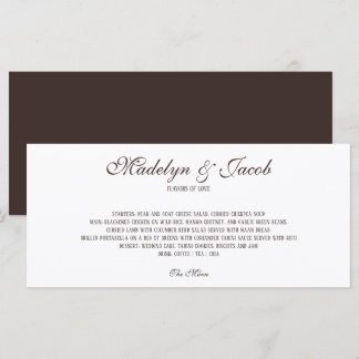 Menu de mariage classique marron