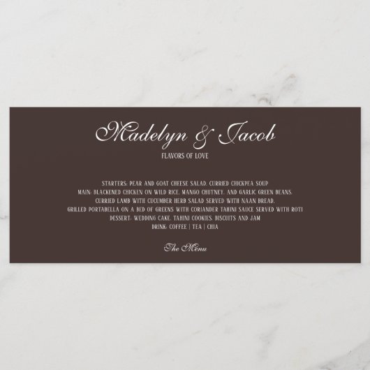 Menu de mariage classique marron (Devant)