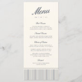 Menu de mariage classique Navy & Cream à rayures f (Devant)