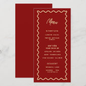 Menu de mariage classique rétro fantaisiste rouge (Devant / Derrière)