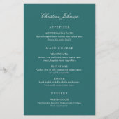 Menu de mariage classique sarcelle pour invité de (Devant)