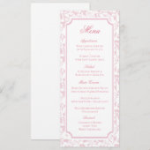 Menu de mariage classique toile fleurie rose (Devant / Derrière)