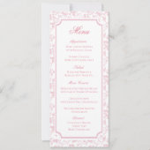 Menu de mariage classique toile fleurie rose (Devant)