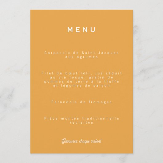 Menu de mariage Colorus - Orange (Devant)