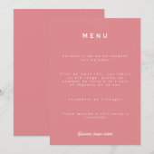 Menu de mariage Colorus - Rose (Devant / Derrière)
