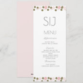 Menu de mariage confettis points roses or (Devant / Derrière)