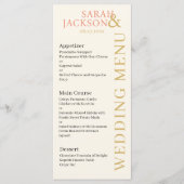 Menu de mariage corail colombes romantiques (Devant)