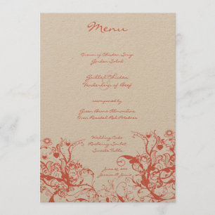 Menu de mariage Coral Birds et Swirls