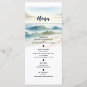 Menu de mariage côtier aux vagues de plage à l'aqu (Devant)