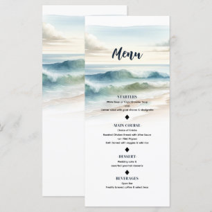 Menu de mariage côtier aux vagues de plage à l'aqu