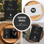 Menu de mariage crâne gothique