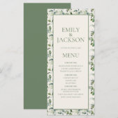 Menu de mariage crème aux feuilles vertes de sauge (Devant / Derrière)
