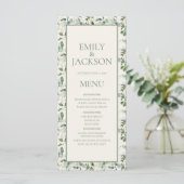 Menu de mariage crème aux feuilles vertes de sauge (Debout devant)