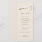 Menu de mariage crème écriture moderne (Devant / Derrière)