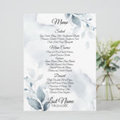 Menu de mariage | Custom 1 Dusty Blue Botanical Me (Debout devant)