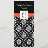 Menu de mariage damassé de monogramme de papaye (Devant)