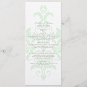 Menu de Mariage damassé subtile et verte à la ment
