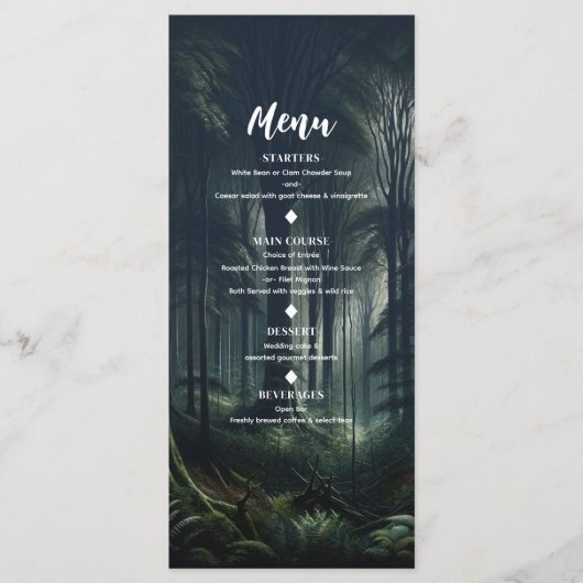 Menu de mariage d'anniversaire de la forêt sombre  (Devant)