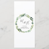 Menu de mariage dans le jardin botanique chic vert (Dos)