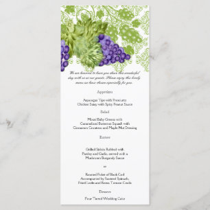 Menu de mariage dans le jardin du Grapevine